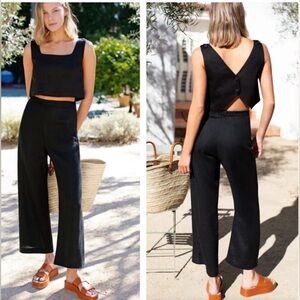 Emerson Fry Roma Cropped Wide Leg Classic Pant Black Size Medium